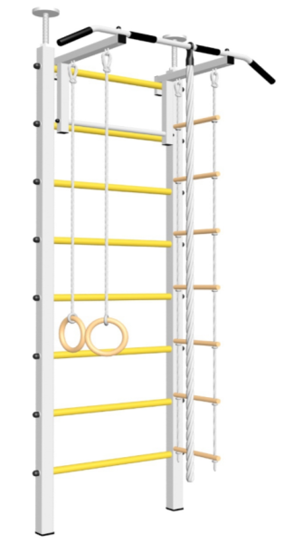 Шведская стенка Sv Sport враспор (Турник стандарт/Канат/Кольца/Лестница) (высота 258-275см) 702