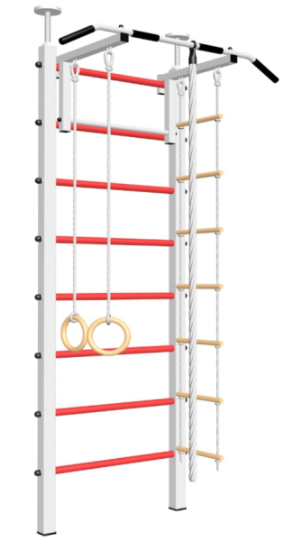 Шведская стенка Sv Sport враспор (Турник стандарт/Канат/Кольца/Лестница) (высота 258-275см) 702
