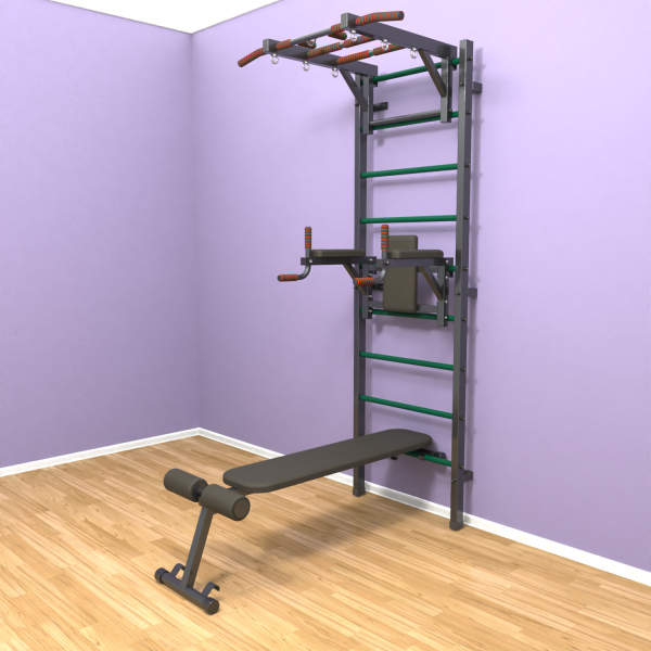 Шведская стенка «LittleSport» Graphite Long 3.0 зеленые ступени