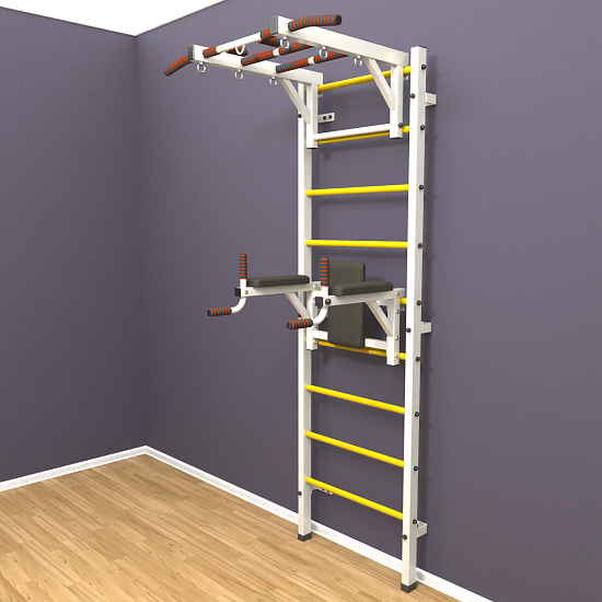 картинка Шведская стенка "LittleSport" Long 2.0 (белый*желтый) от магазина Лазалка