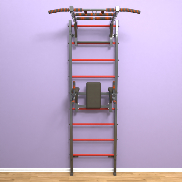 картинка Шведская стенка «LittleSport» Graphite Long 2.0 красные ступени от магазина Лазалка