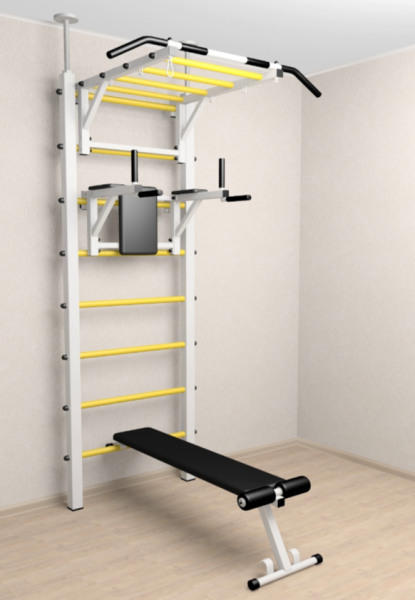 Шведская стенка Sv Sport враспор (Турник рукоход/Брусья/Скамья) (высота 275-295 см) В724