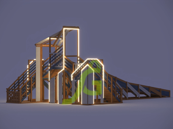 картинка Зимняя деревянная горка "IgraGrad Snow Fox 12 м" с двумя скатами мод.624 от магазина Лазалка