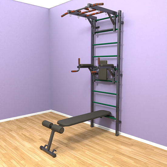 картинка Шведская стенка "LittleSport" Long 3.0 (черный*зеленый) от магазина Лазалка