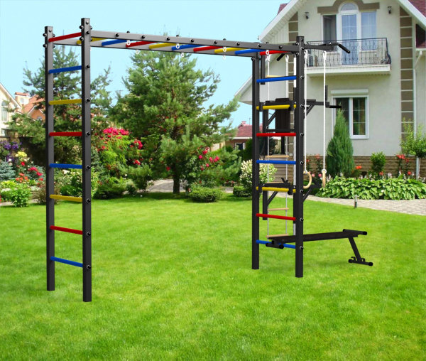 картинка Уличная шведская стенка Sv Sport рукоход У512 (Турник/Брусья/Стойка/Скамья/Канат/кольца/лестница) от магазина Лазалка