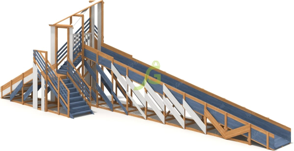 Зимняя деревянная горка "IgraGrad Snow Fox 12 м" с двумя скатами мод.4