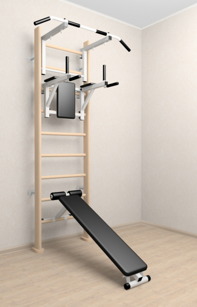 Деревянная шведская стенка Sv Sport 905с (Турник стандарт/Брусья/Скамья)