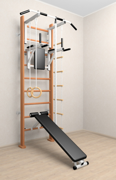 Деревянная шведская стенка Sv Sport 906о (Турник стандарт/Брусья/Скамья/Канат/Кольца/Лестница)