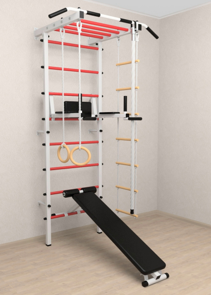 Шведская стенка Sv Pro рукоход 855 (Турник Pro рукоход/Брусья/стойка/Скамья/Канат/Кольца/Лестница)