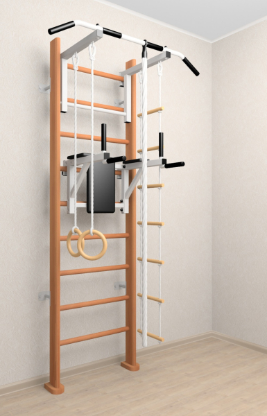 Деревянная шведская стенка Sv Sport 904о (Турник стандарт/Брусья/Канат/Кольца/Лестница)