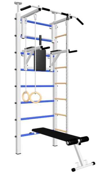 Шведская стенка Sv Sport враспор (Турник стандарт/Брусья/Скамья/Канат/Кольца/Лестница) (275-295см)  В706