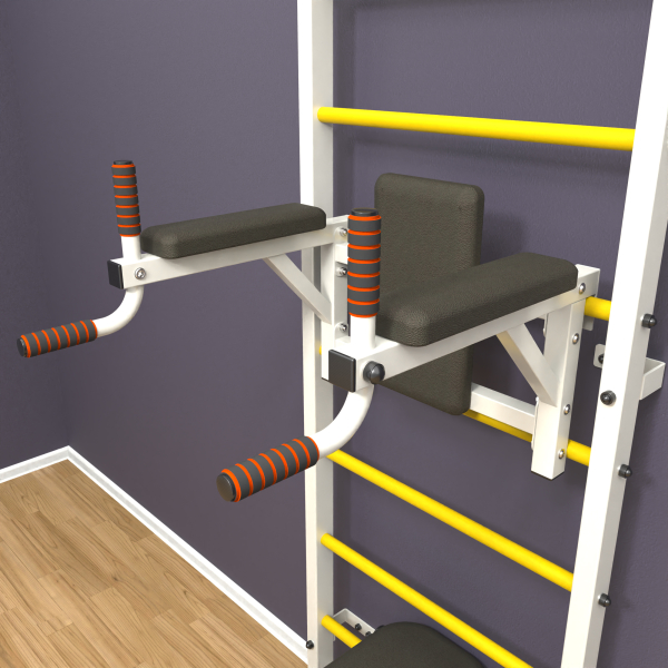 картинка Шведская стенка «LittleSport» White Pull-Up 3.0 желтые ступени от магазина Лазалка